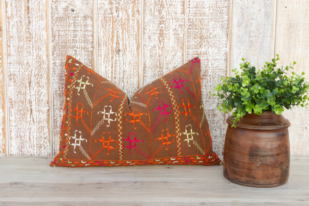 Kara Antique Indian Folk Lumbar Pillow