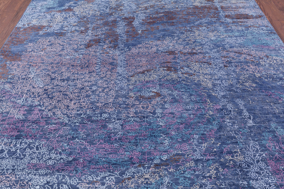 7' 11" X 9' 10" Modern Wool and Silk Hand Knotted Rug Q7047