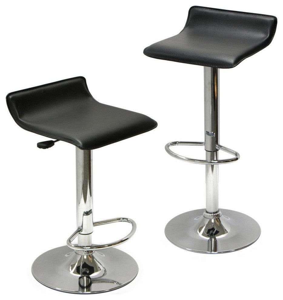 Pub Set, Round Table & 4 Chairs With Adjustable Heights, Black/Chrome