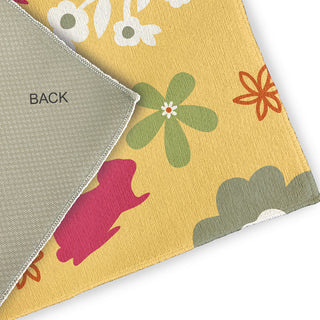 Flowery Love with Bunnies Chenille Area Rug