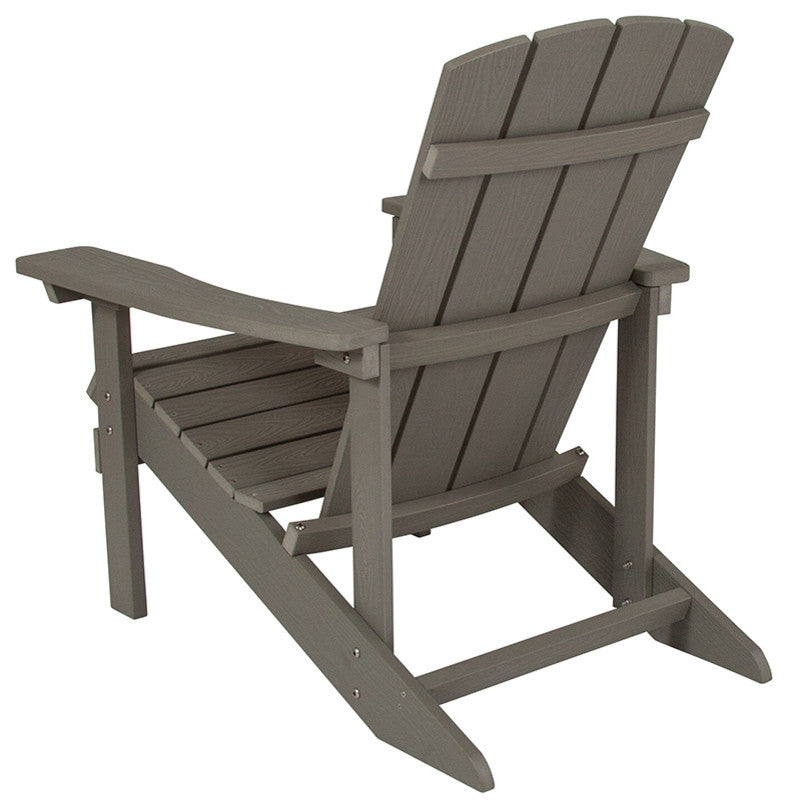 Charlestown All-Weather Poly Resin Wood Adirondack Chair in Gray