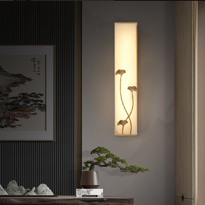 Creative Marble Wall Lamp in Chinese Style for Living Room, Bedroom, Ginkgo
