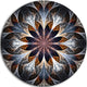 Gray Brown Digital Art Fractal Flower, Floral Round Wall Art, 23"