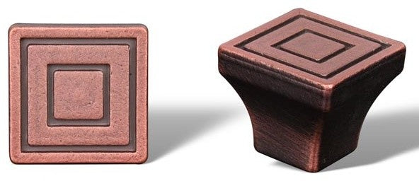 Distressed Copper RKI Small Contemporary Square Knob, RKICK771DC