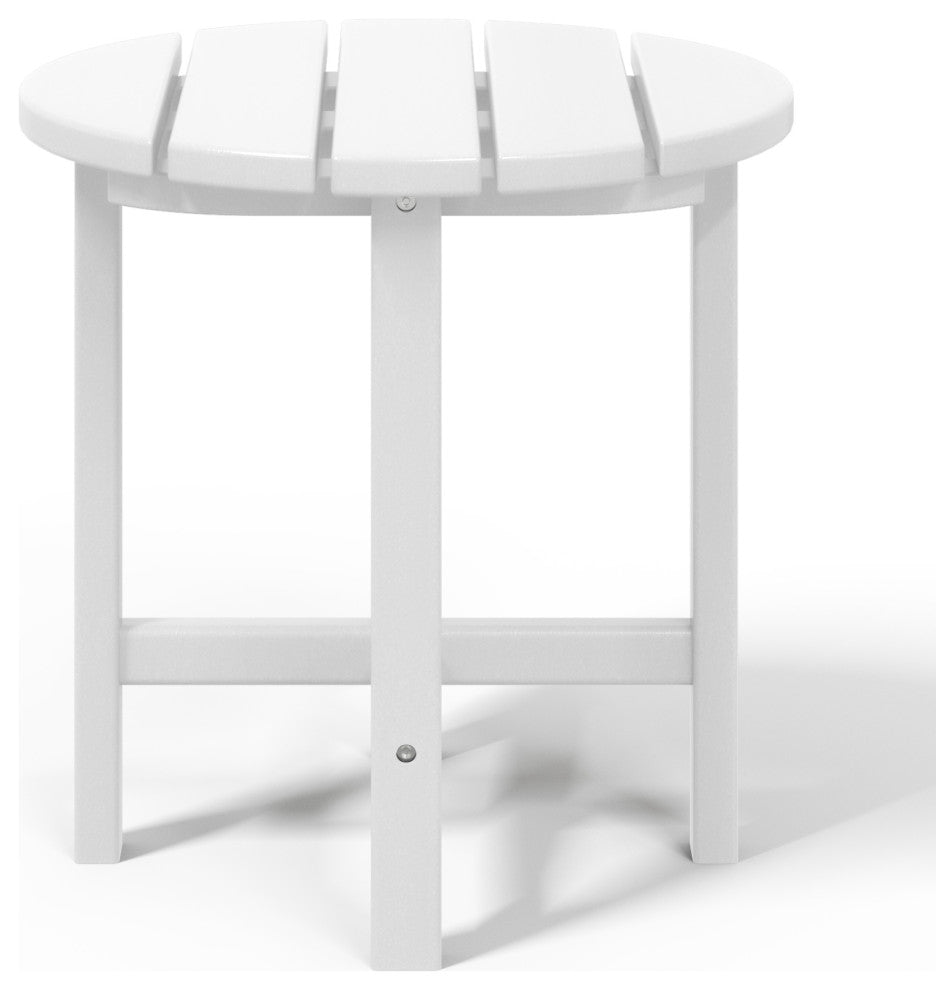 Adirondack Round Outdoor Side Table, White