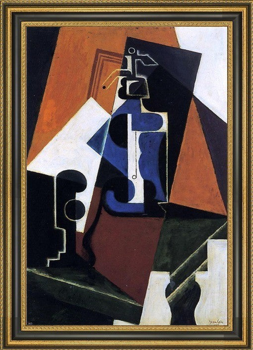 Juan Gris Seltzer Bottle and Glass - 18" x 27" Framed Premium Canvas Print