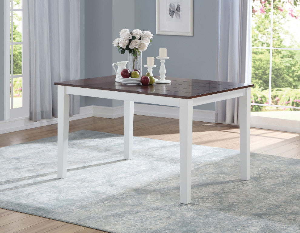 Green Leigh Dining Table, White and Walnut