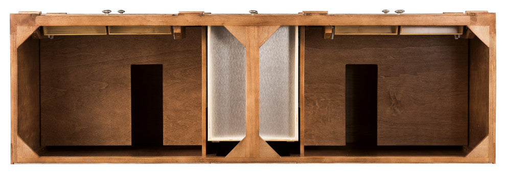 Bristol 72" Double Vanity Bright White, Saddle Brown, No Top