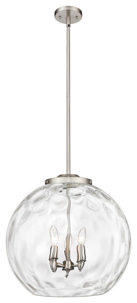 Athens Water Glass Pendant, Brushed Satin Nickel, Clear Water Glass