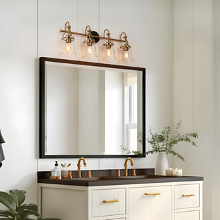 LNC Polished Gold Modern Seeded-Glass Wall Sconce, 4 Lights