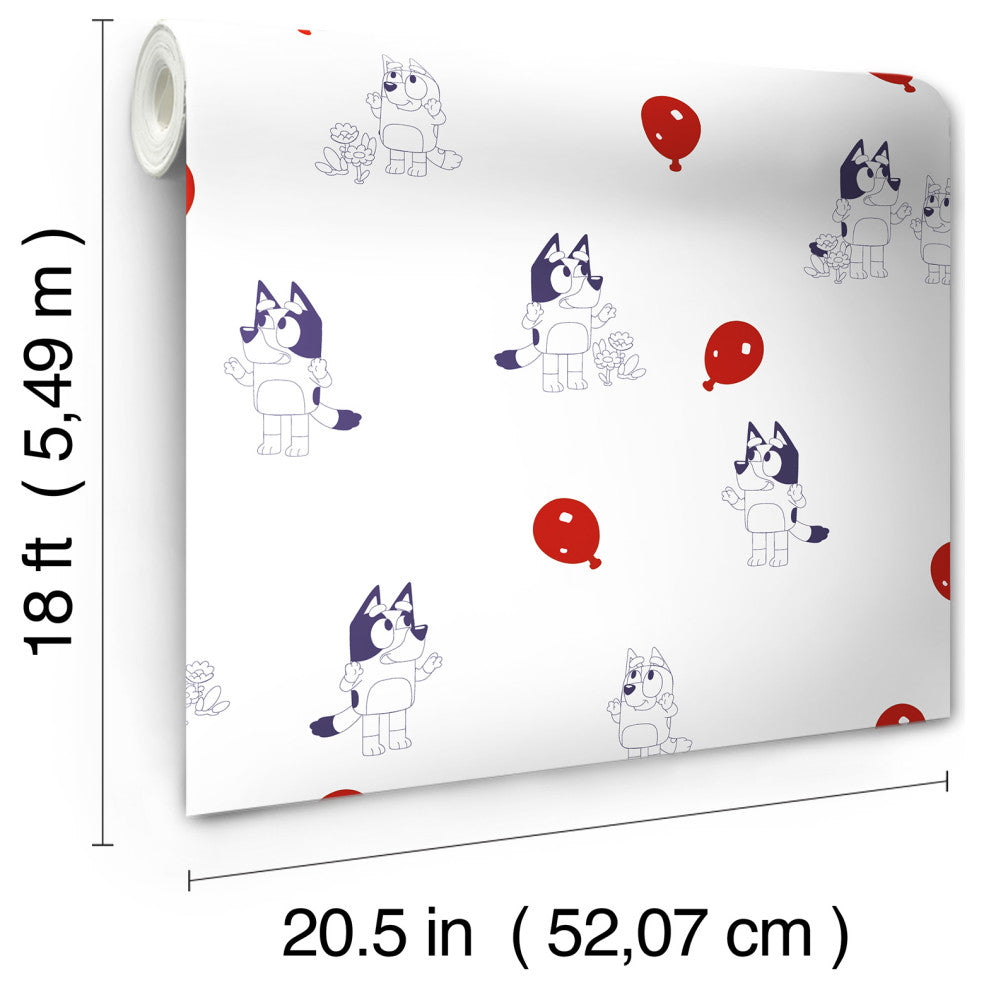 Bluey Keepy Uppy White Peel and Stick Wallpaper