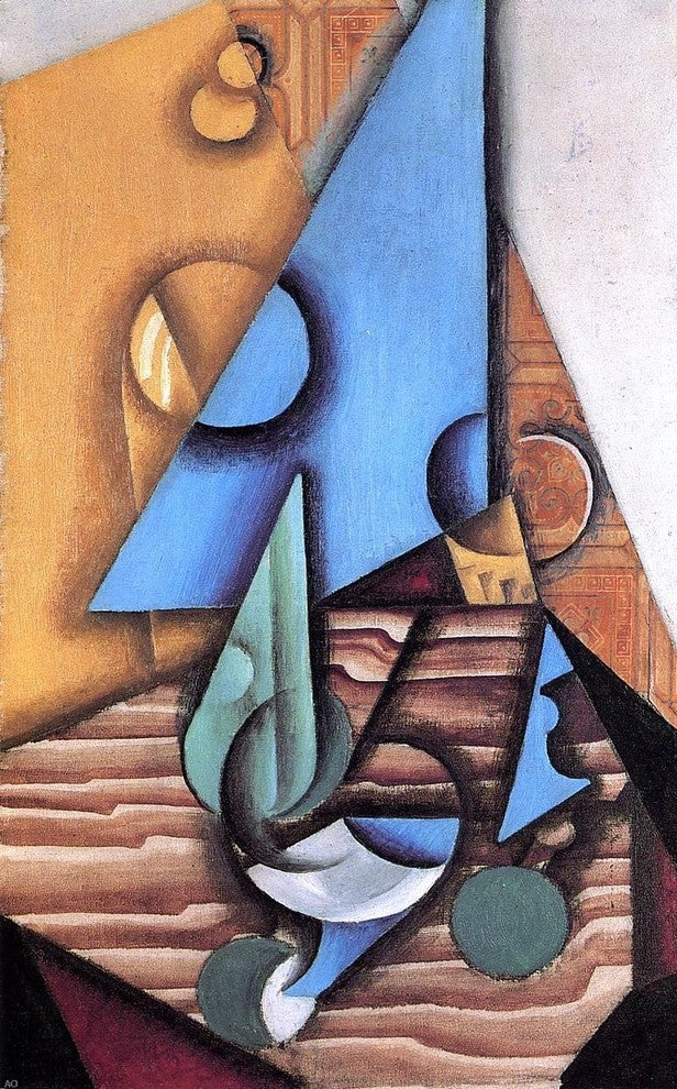 Juan Gris Bottle and Glass on a Table - 18" x 27" Premium Canvas Print