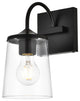 1 Light Black And Clear Bath Sconce