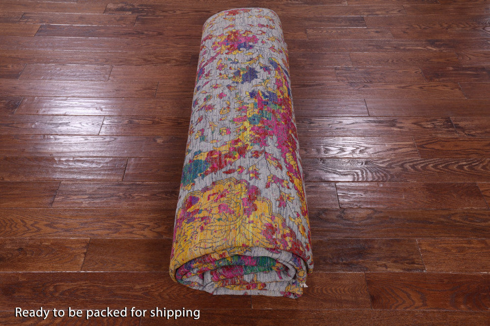 Wool and Silk Persian Sickle Leaf Design Handmade Rug 8' 10" X 11' 11" Q11848
