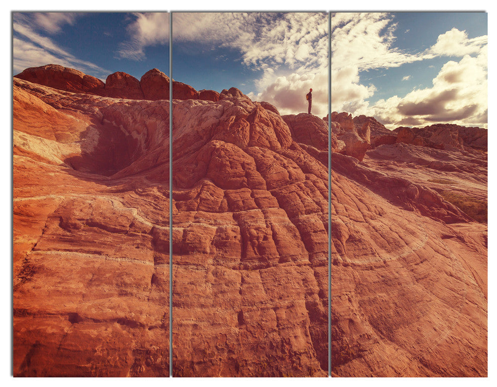 Vermilion Cliffs At Sunrise, Landscape Triptych Canvas Art, 36x28, 3 Panels