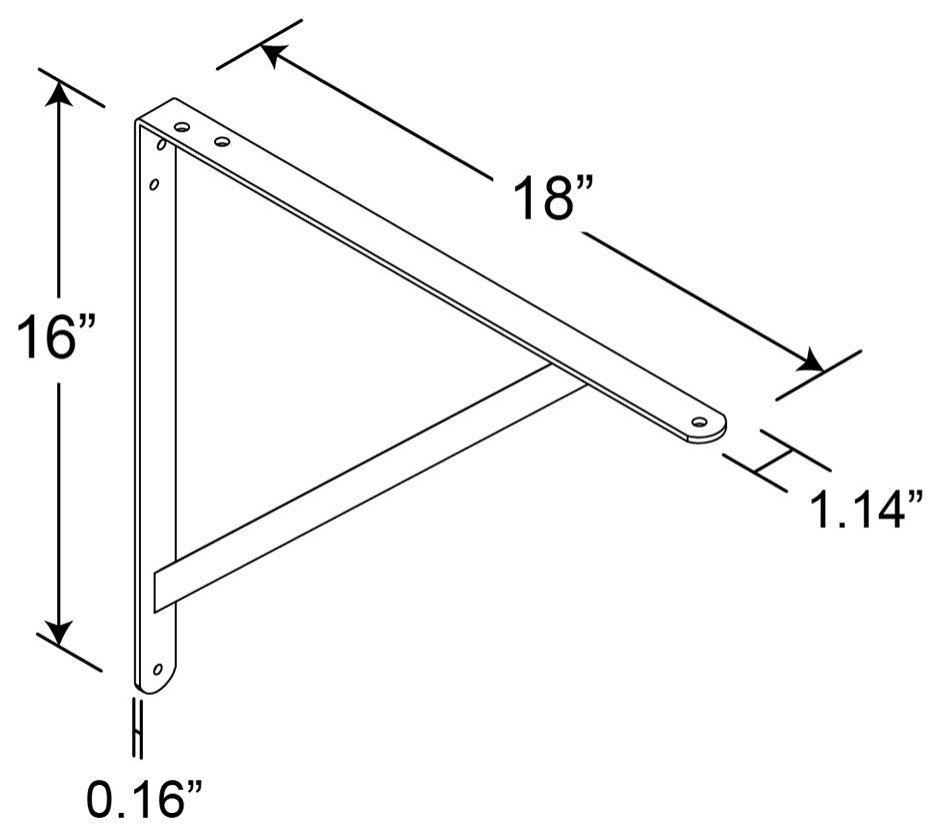 2Ea Heavy Duty Shelf Bracket 18"X16" White Coated