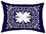 Cuban Tile 1 14"x20" Abstract Decorative Outdoor Pillow, Navy Blue