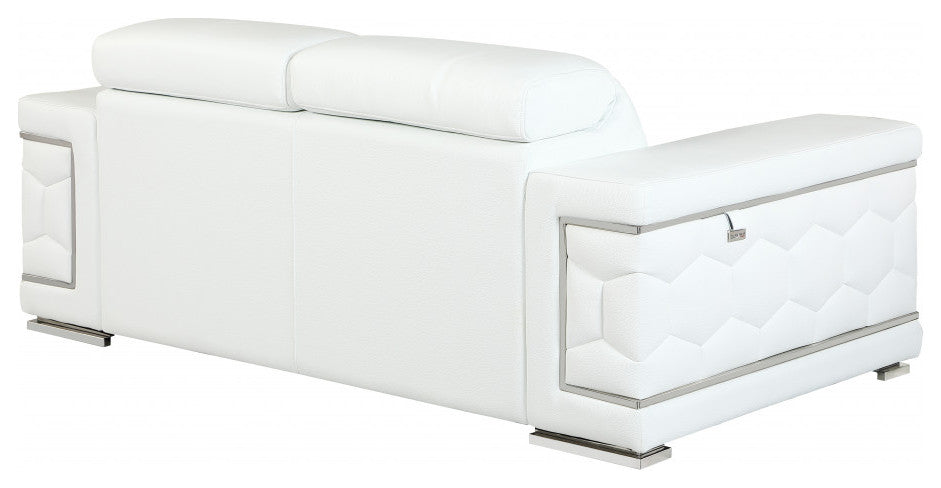 2-Piece Indoor White Italian Leather Five Person Seating Set