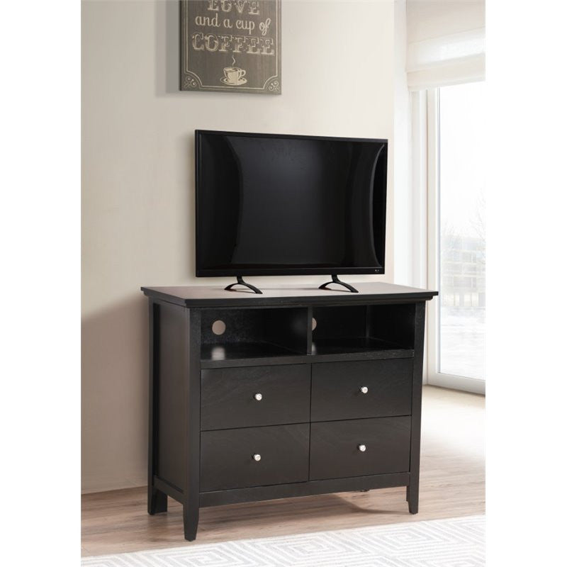 Shandon 4-Drawer Media Chest, Black