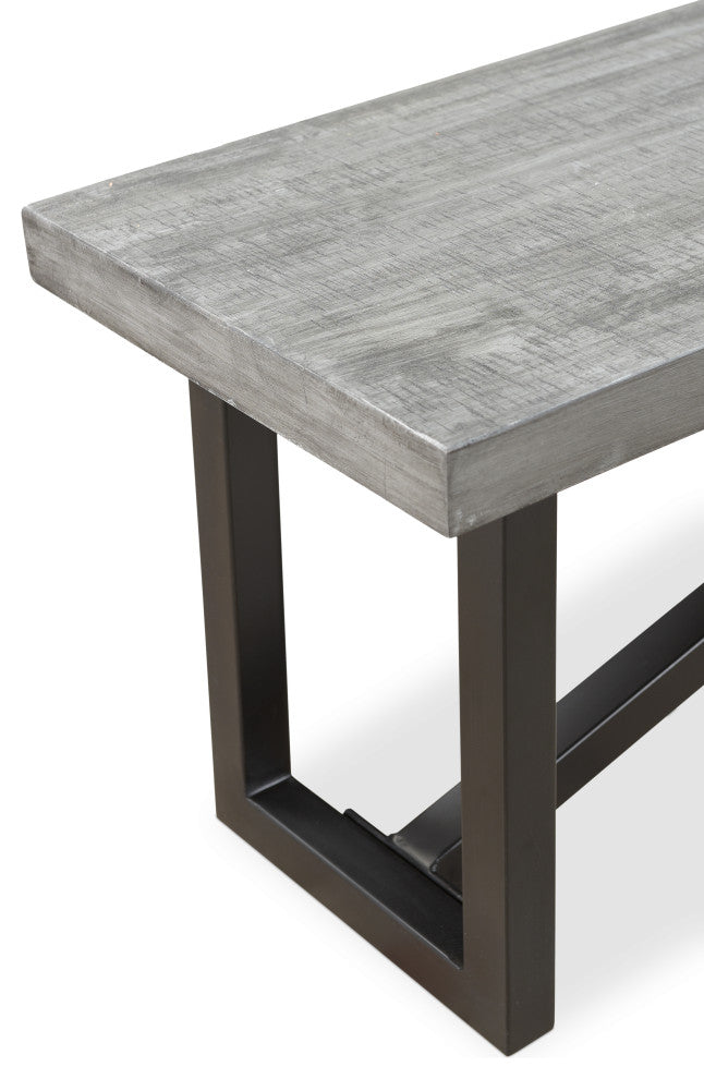 Raven Grey Mango Wood Dining bench With Black Iron 60"