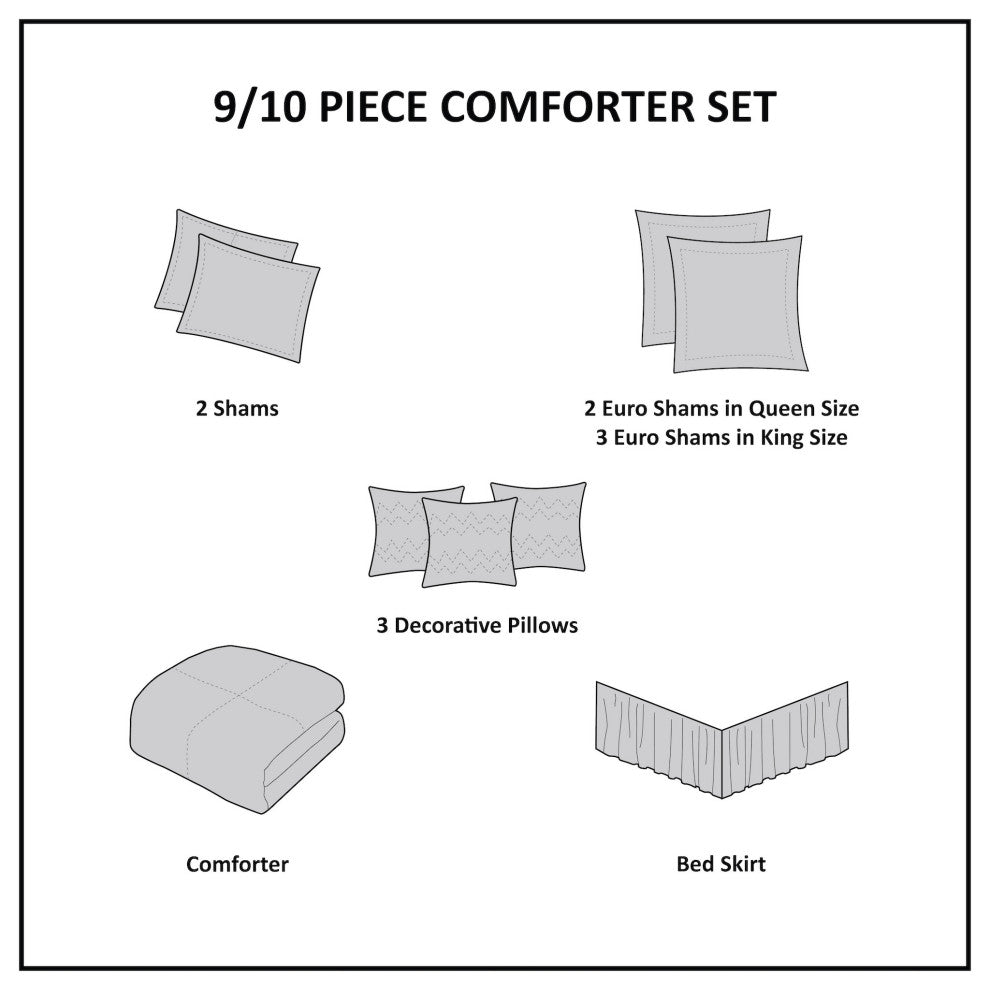 Hampton Hill Canovia Springs 9 Piece Jacquard Comforter Set, Queen