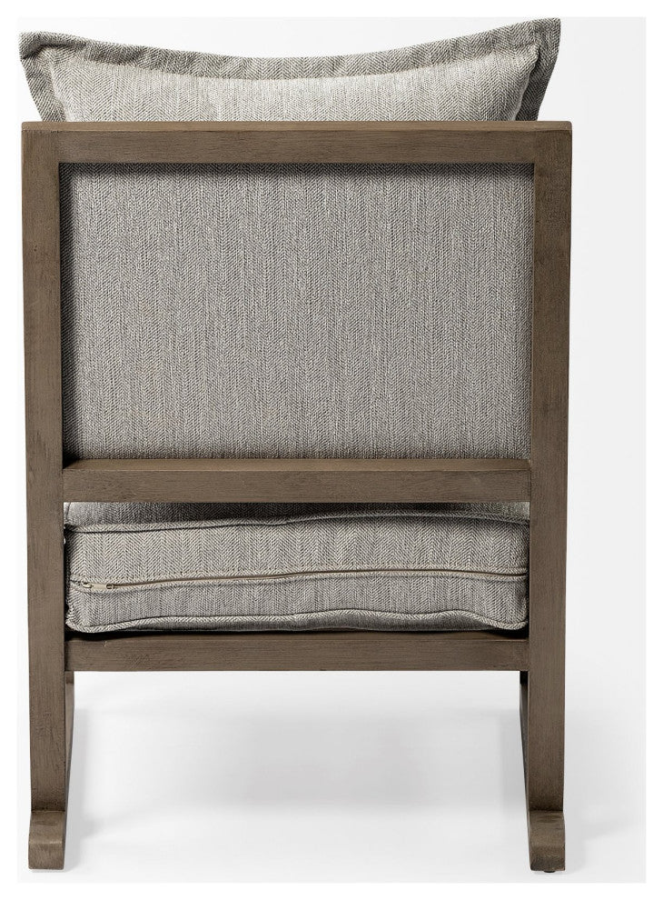Wooden Accent Chair With Ash Gray Cushions