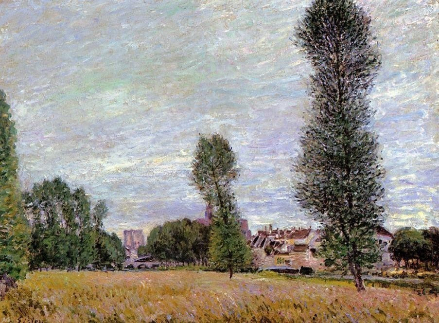 Alfred Sisley The Village of Moret Seen from the Fields Gallery Wrapped Canvas