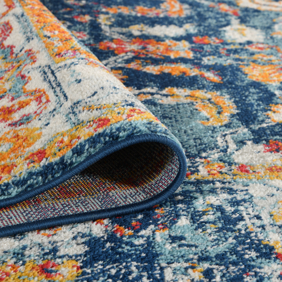 Alessana Cochise Bordered Area Rug, Blue, 4'x6'