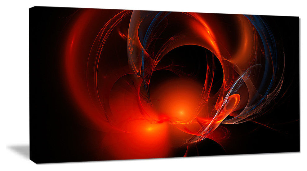 Red Galactic Nebula on Black, Oversized Abstract Canvas Art Print, 60x28