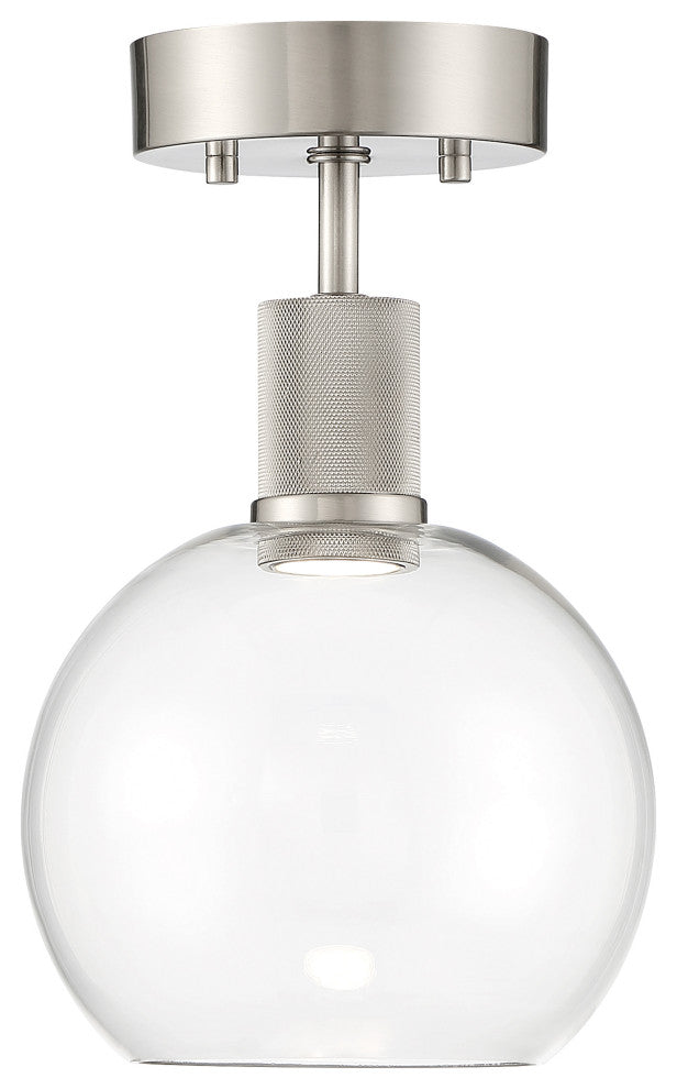 Access Port Nine 1-Light Burgundy LED Semi-Flush Brushed Steel