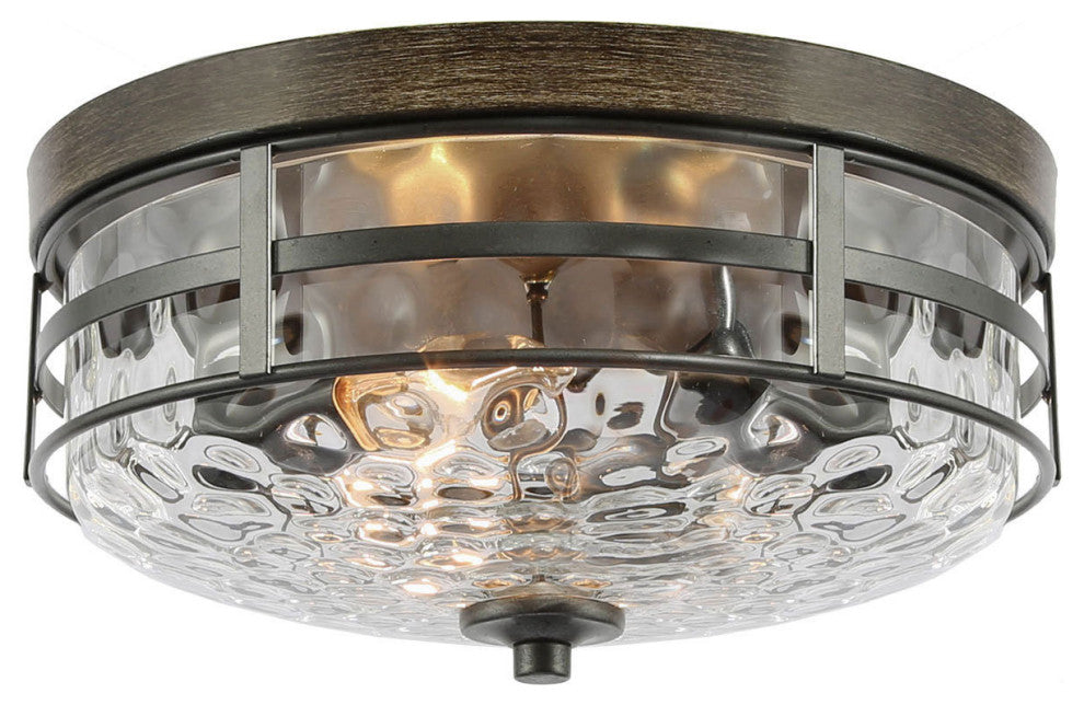 Farmhouse Water Ripple Glass Flush Mount 3-light Ceiling Light
