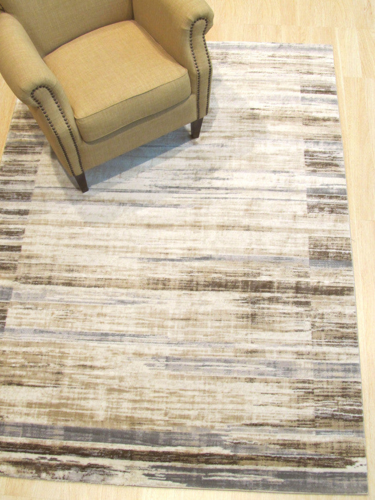Ivory Distressed Bohemian Isabella Striped Rug, 5' 3x7' 3