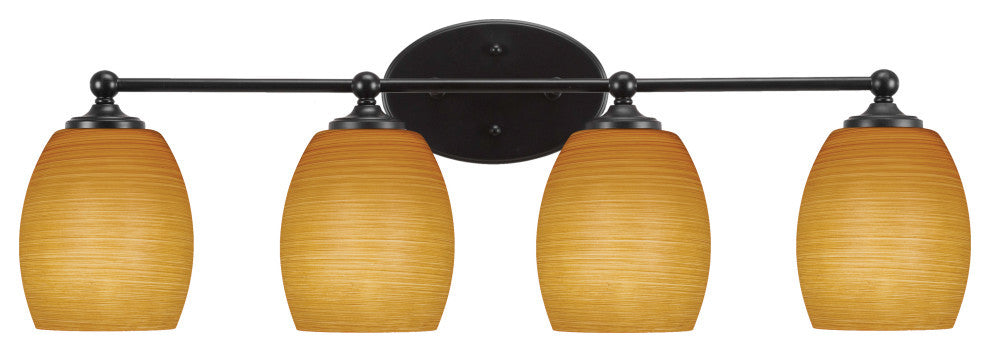 Capri 4-Light Bath Bar, Matte Black/Cayenne Linen