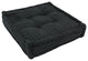 25" Square Corder Floor Pillow with Button Tufts, Black