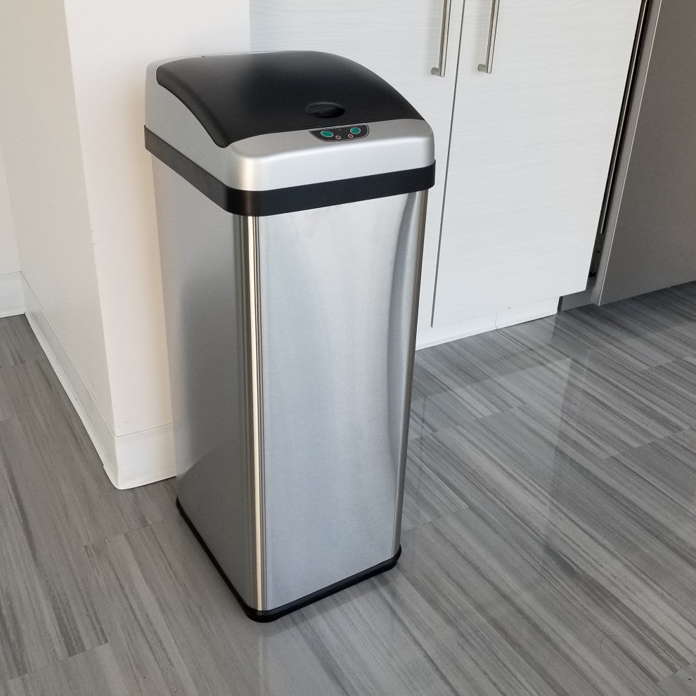 iTouchless 13 Gallon Platinum Sensor Trash Can with AbsorbX Odor Control System