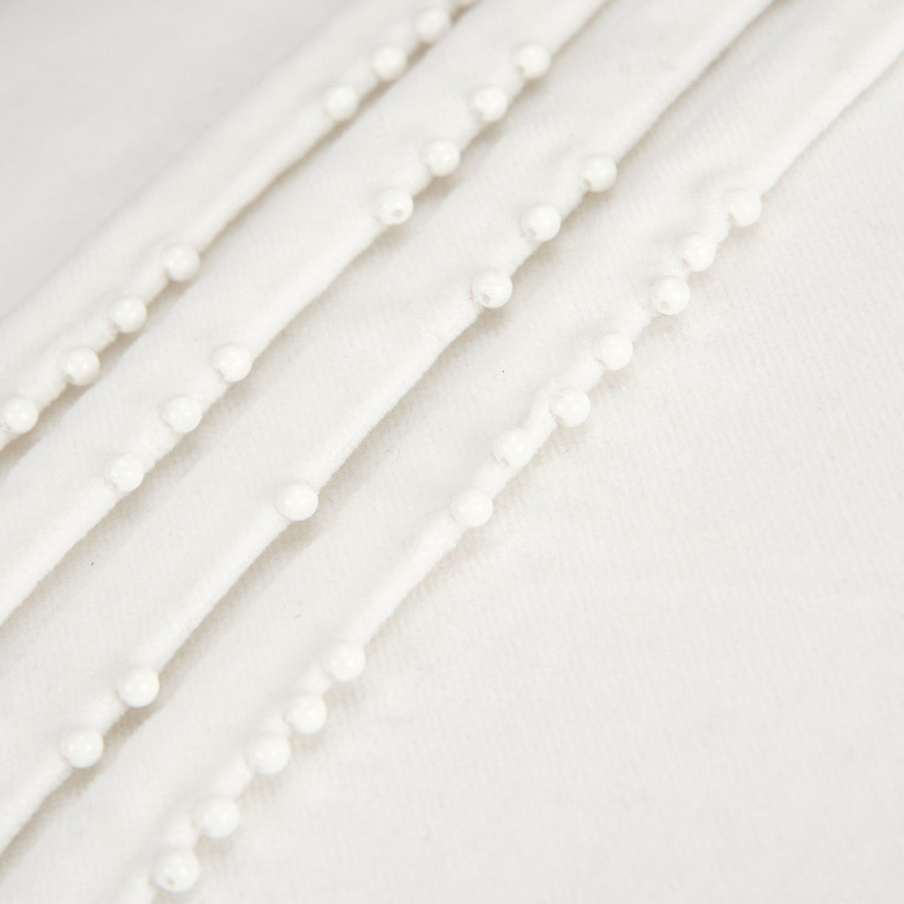 White Beaded Pin Tuck Transitional Throw Pillow