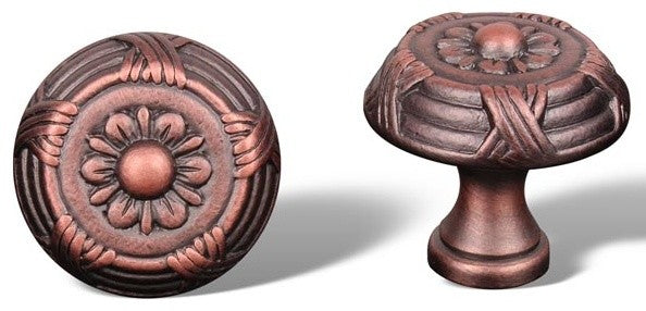 Distressed Copper RKI Small Crosses and Petals Knob, RKICK754DC