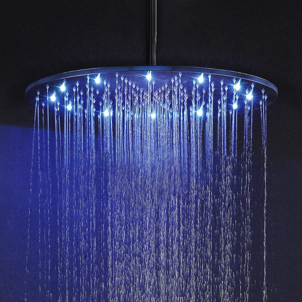 10" Oil Rubbed Bronze Round LED Rain Shower Head, Solid Brass