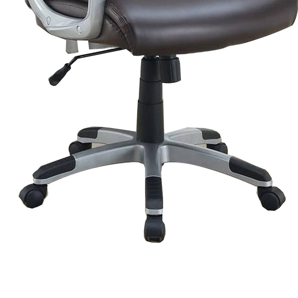 Office Chair with Adjustable Height and Casters, Brown and Silver