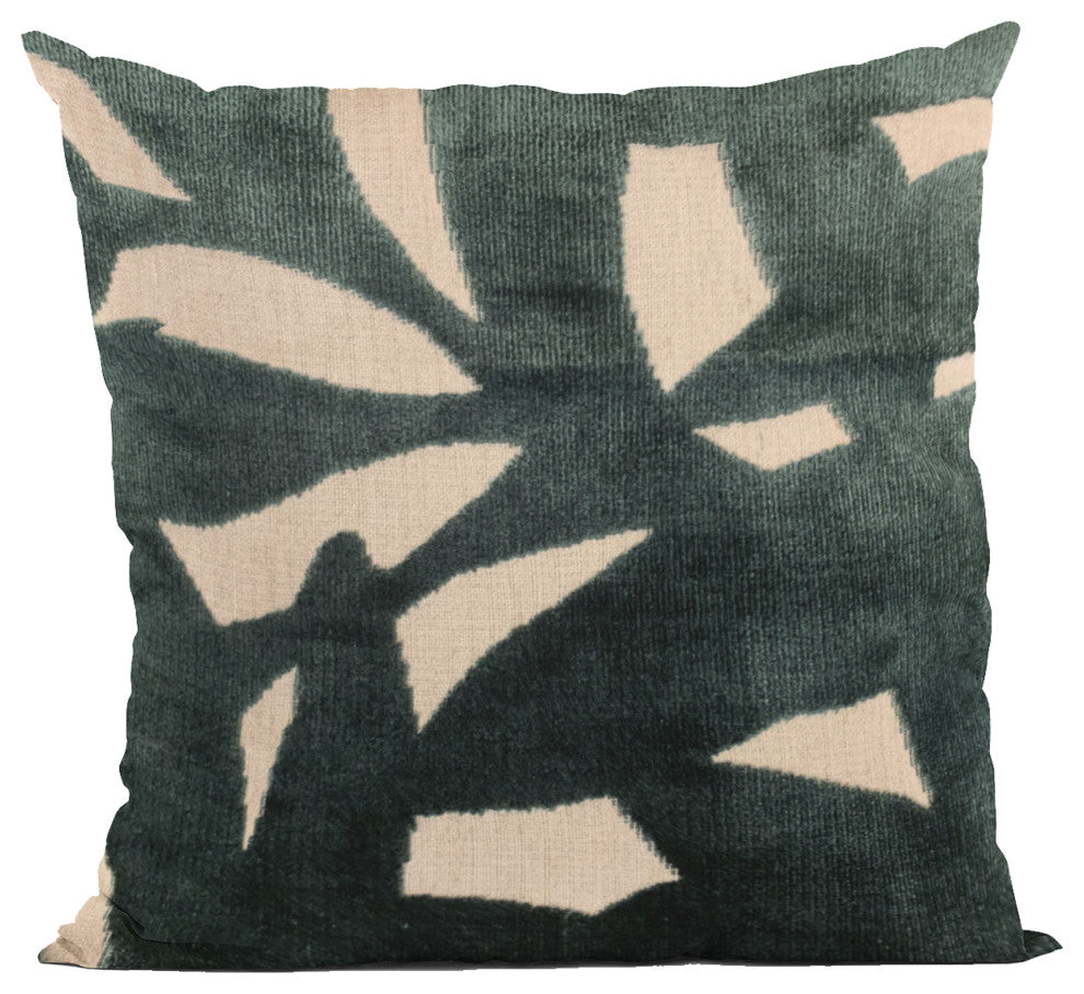 Plutus Green Palm Floral Luxury Throw Pillow, 24"x24"