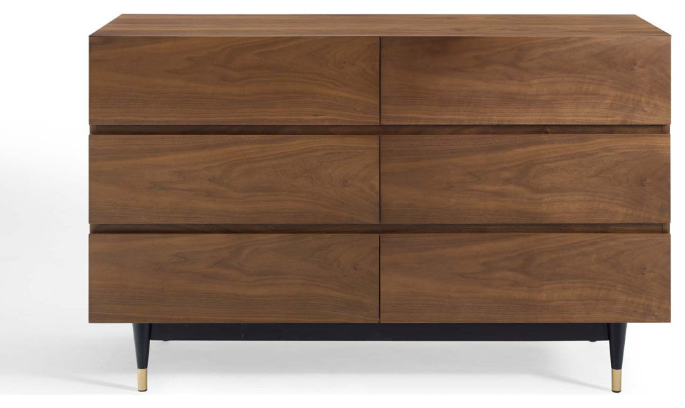 Dresser Drawer Chest Stand, Wood, Brown Walnut, Modern Farmhouse Living Room