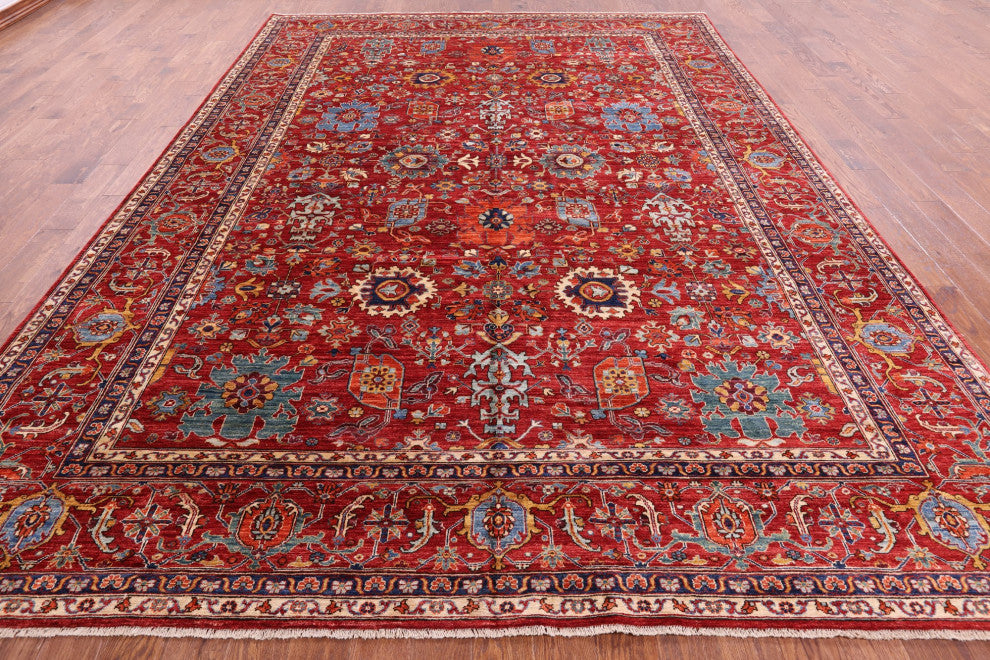 9' 9" X 13' 4" Handmade Persian Fine Serapi Wool Rug - Q12636
