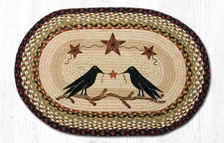 Earth Rugs OP-19 Crow & Barn Stars Oval Patch 20" x 30"