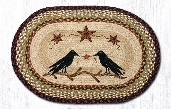 Earth Rugs OP-19 Crow & Barn Stars Oval Patch 20" x 30"