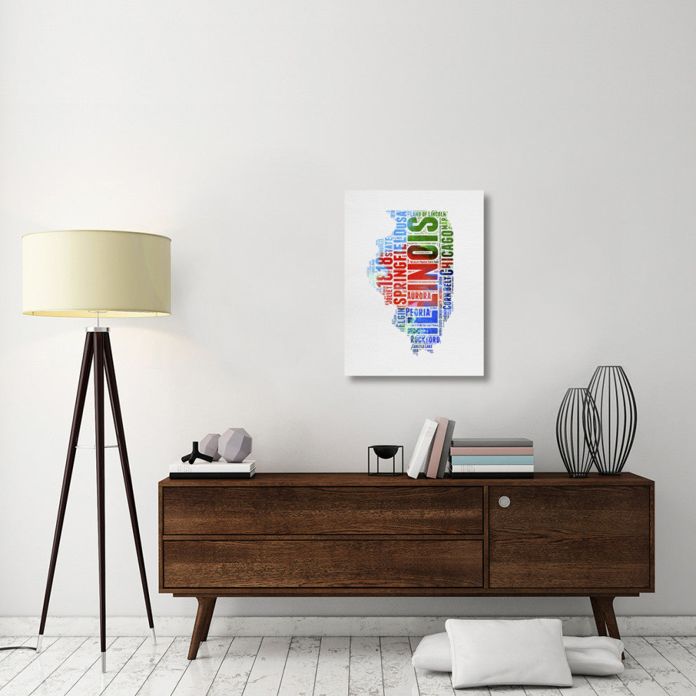 "Illinois Watercolor Word Cloud" Fine Art Print