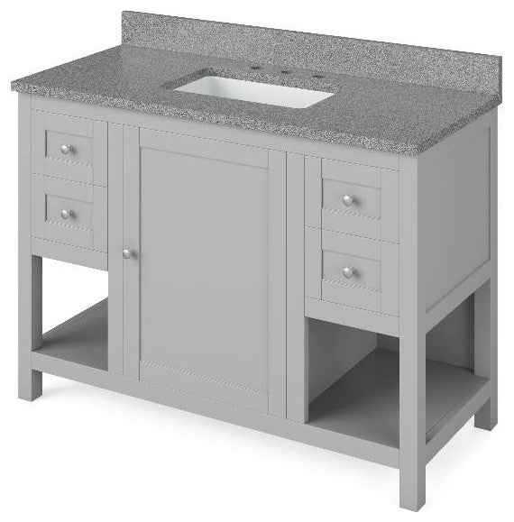 Astoria Transitional 48" Grey Vanity, Steel Grey Cultured Marble Vanity Top