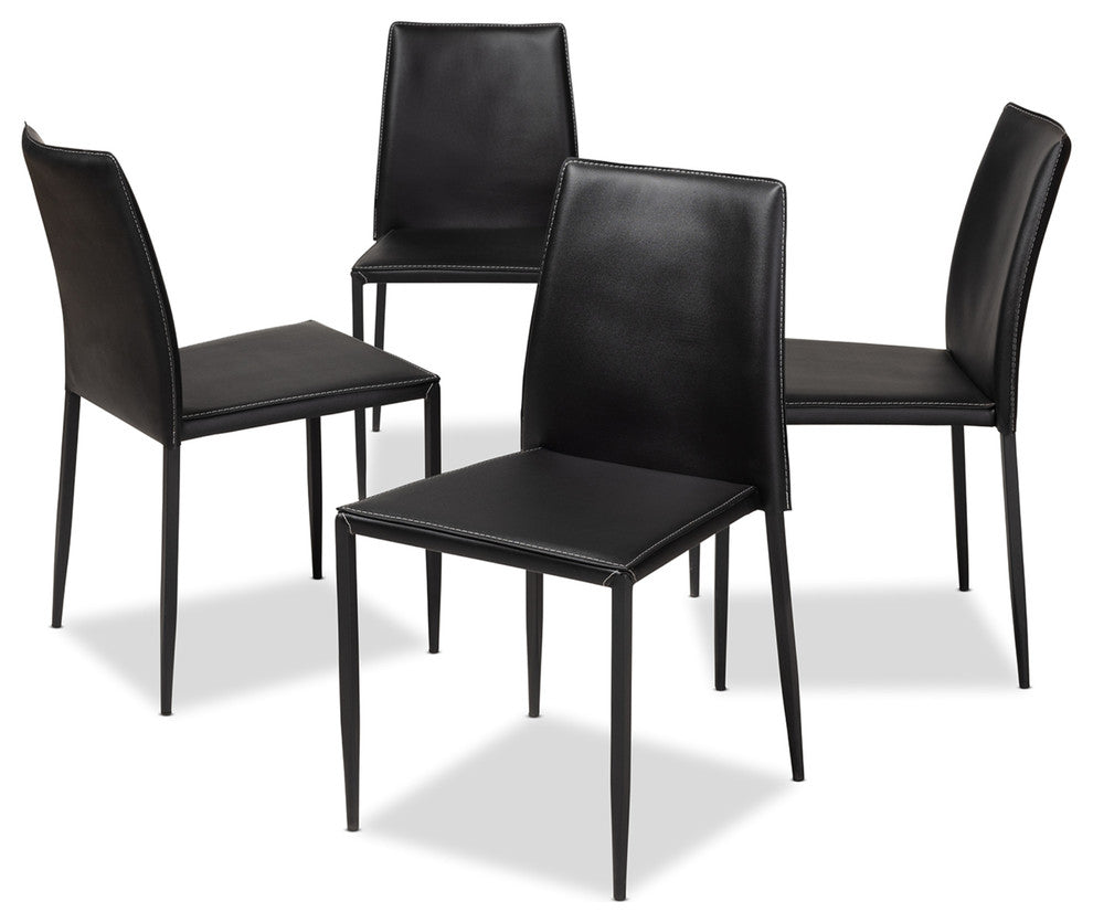 Pascha Faux Leather Upholstered Dining Chair, Set of 4, Black