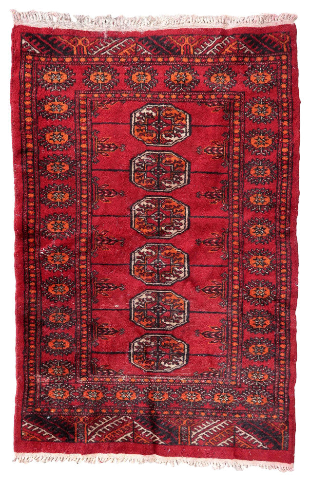 Handmade Vintage Pakistani Lahore Rug 2.6'x4', 80cmx122cm, 1970s