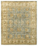 Burneo Turkish Oushak Rug, Blue and Beige, 14'x18'