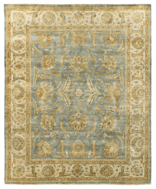 Burneo Turkish Oushak Rug, Blue and Beige, 14'x18'